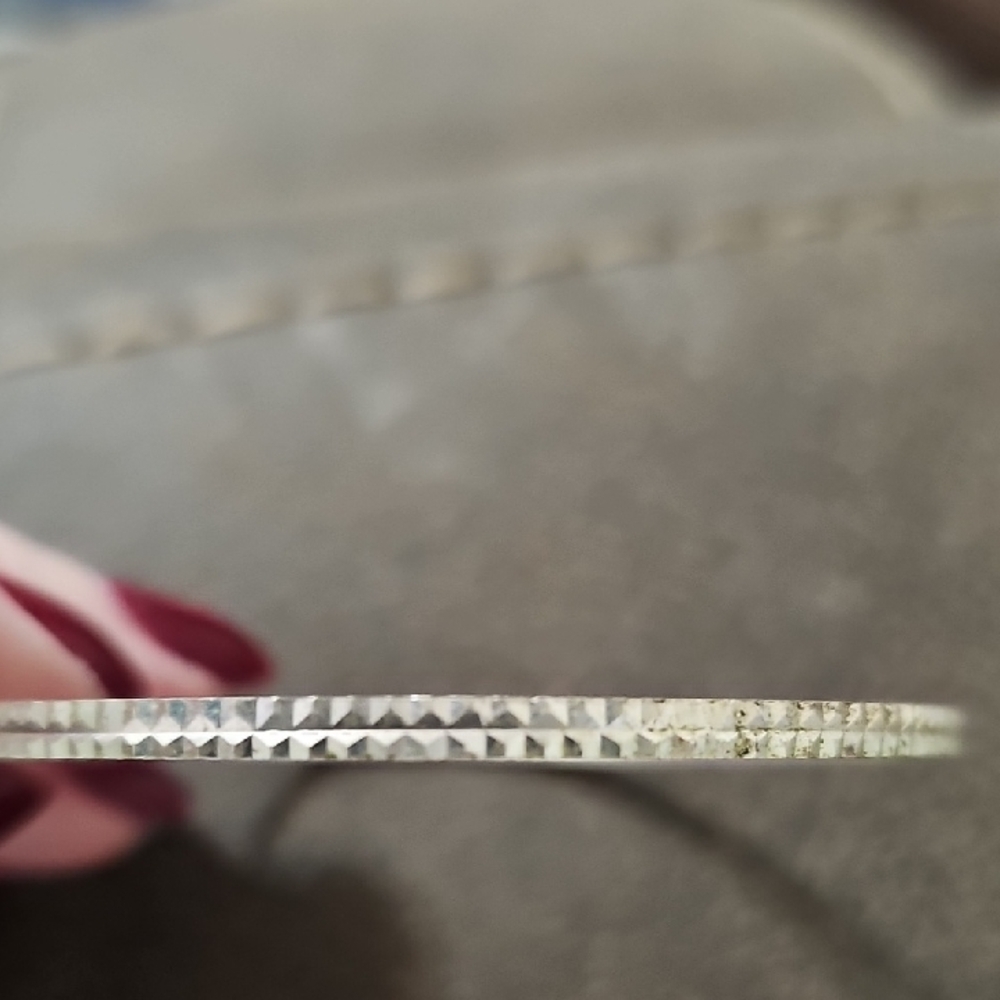 Textured Silver Bangle Bracelet